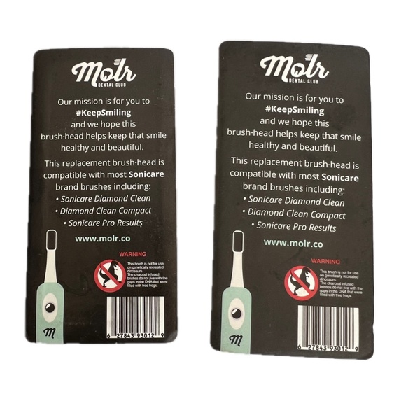 Lot of 2 Molr Dental Club Replacement Toothbrush Heads NEW Sealed Gray ID Ring - Picture 2 of 2